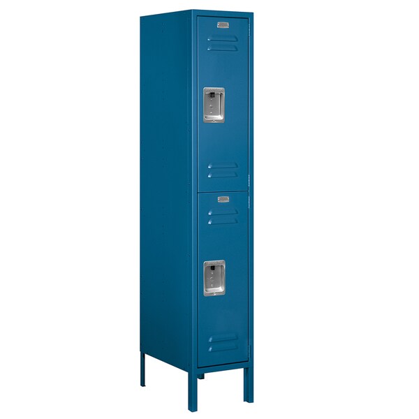 Salsbury Industries Wardrobe Locker, 12" W, 18" D, 66" H, (1) Wide, (2) Openings, Blue 62158BL-A